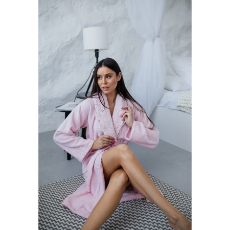 Frequency bathrobe, size 48, light pink color-4
