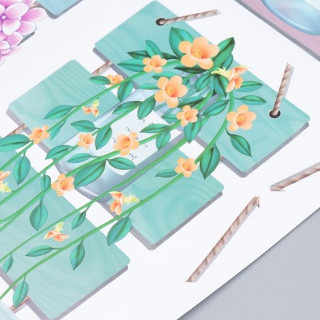 Stick plastic interior color "flowers on the planks" 60x90 cm-2