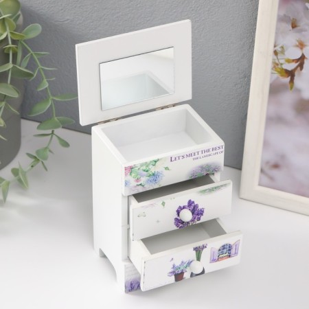 Casket Wood 3 box "Vase with lavender" 6.5x9x12 cm-2
