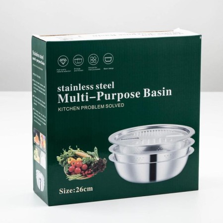 A “assistant” stainless steel kit, a bowl d = 26 cm, a colander, a warmth-2