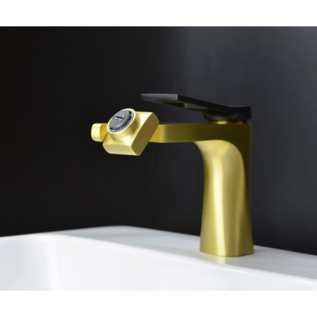 Bronze de Luxe ELEMENT EL02XGB sink mixer, pour 130 mm, brass, gold/black 1004280-5