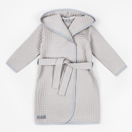 Халат детский с капюшоном Amarobaby Waffle, рост 122-128 см, цвет серый-7