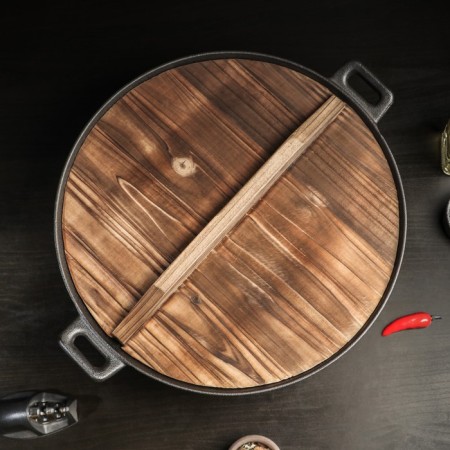 Frying pan-car cast-iron Magma "Hemming", 4 l, 37 × 9.5 cm, with a wooden lid-3