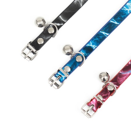Collar "thunderstorm", artificial leather, 31 x 1 cm, mix of flowers-7