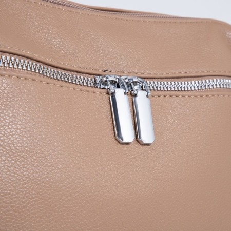 Bag Cross-Bodi with a zipper, dark beige color-3