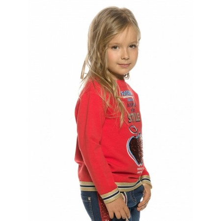 Sweatshirt for girls, height 104 cm, red color-1