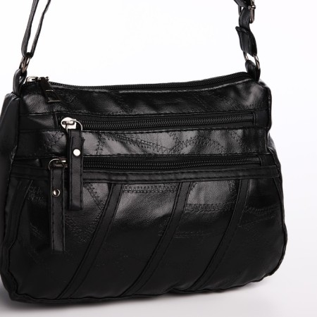 Female bag on one shoulder, on a zipper, black color-3