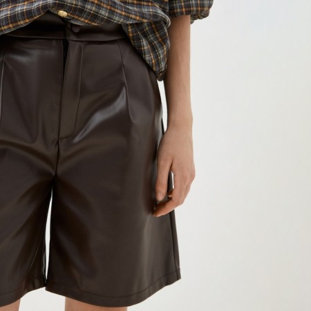 Women leather shorts MIST BAS, p. 42, brown-2