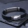 Unisex Bracelet "Style" smoothness, black color with silver, 20.5 cm