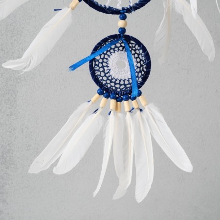 Dreams of Dreams from the evil eye 5 rings "Nazar" with feathers 20x55 cm-5