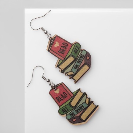 Earrings "School" books, colored in silver-2