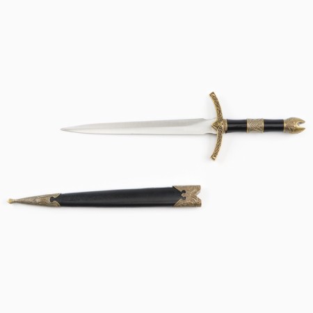 Dagger, black hilt with bronze, metal, plastic, 35 cm-2