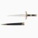 Dagger, black hilt with bronze, metal, plastic, 35 cm