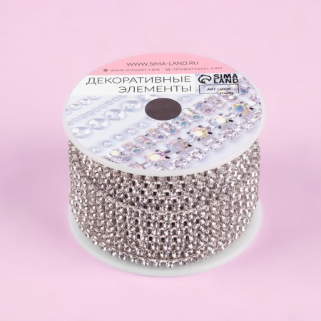 Chain with rhinestones, metal, glass, 2.5 mm, 9 ± 1 m, silver color-3