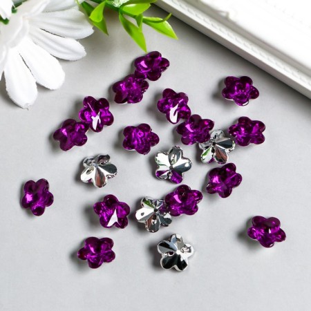 Buttons plastic for creativity 1 Process "Flower of rhinestones. Violet" set 20 pcs d = 1.2 cm-1