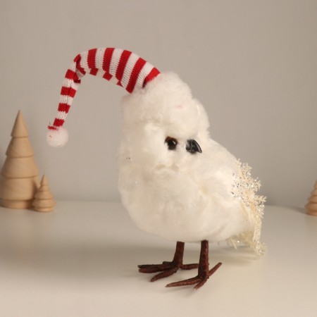 Decor "White owl in a striped cap" 18x10x22 cm-3