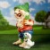Garden figure "Dwarf with a hare and carrot" 46cm mix