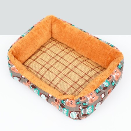 Animal bed lying + rotary rug, 50 x 40 x 15 cm, beige-gray-3