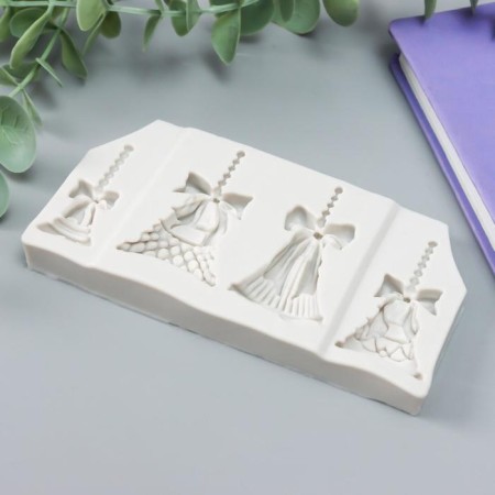 Mold Silicon "New Year's bells" 4 items 11x5.6x1 cm-1