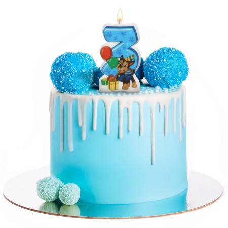 Candle in the cake number 3 "Happy Birthday", puppy patrol, 8.5 × 5 cm-1