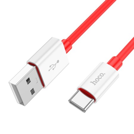 Hoco X87, Type -C cable - USB, 3 A, 1 m, silicone braid, red