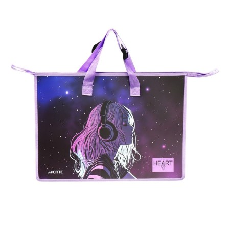 A3 folder with handles, plastic, lightning from above, Devente Listen to Your Heart, 467x338x100mm, inner pocket