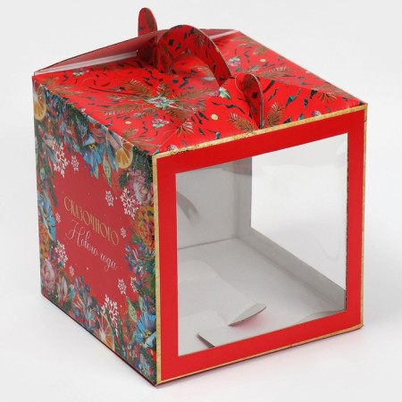 Confectionery box with a window, a chest, "New Year's botanist" 20 x 20 x 20 cm, New Year-1