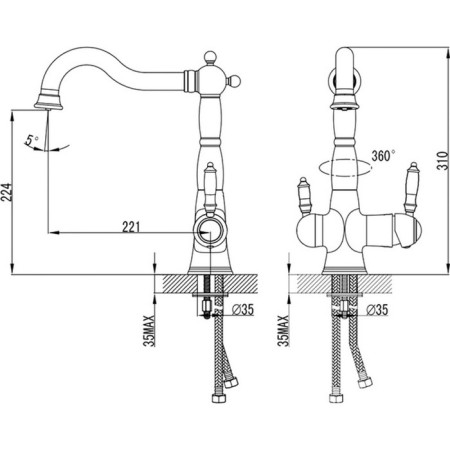 LEMARK VILLA LM4858B kitchen mixer, single -leaf, output for drinking, bronze-6