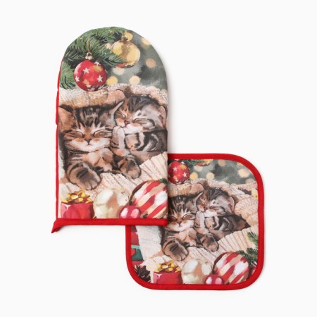New Year. Set of kitchen Ethel "Happy Together" mittens 15x28cm, severity 19x19cm, 100%HL