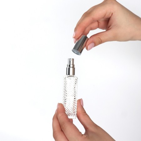 Perfume bottle "Transparent pattern", with a spray, 15 ml, silver color-13