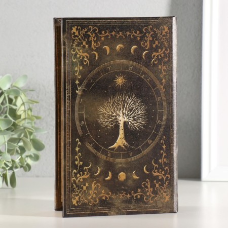 Safe-book wood, leatherette "tree of life" voluminous embossing 21x13x5 cm-4