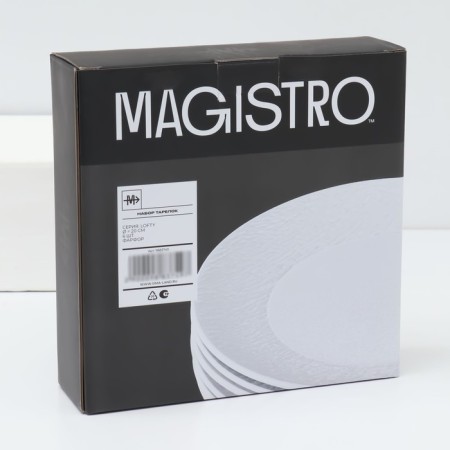 A set of plates of dessert porcelain Magistro Lofty, 6 objects: D = 20 cm, white color-6