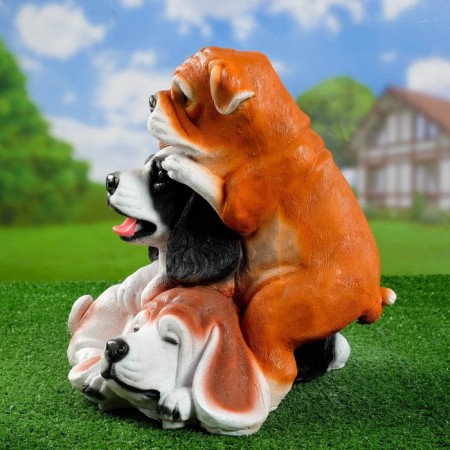 Garden figure "puppies" let's be friends! "40x42x30cm-1