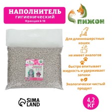 Наполнитель гигиенический "Пижон" , для длинношерстных кошек, 4,2 кг впитываемость до 8 л  фр 6-10 1
