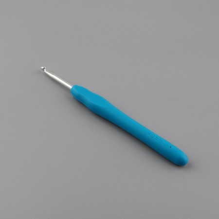 Knitting hook, with silicone handle, d = 4 mm, 14 cm, blue color-2