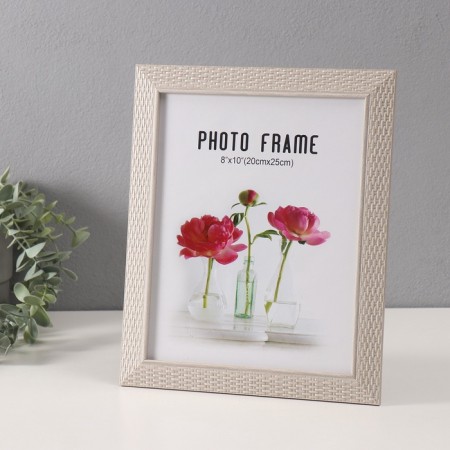 Photo frame plastic 20x25 cm "Basket weaving" white 23.4x28.4 cm-1