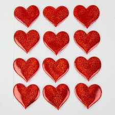 Decorative hearts, set 12 pcs., Size 1 pcs: 6.5 × 6 cm, red color
