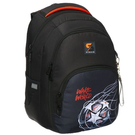 Youth backpack, 42 ​​x 31 x 13 cm, ergonomic back, Stavia "football", black-1