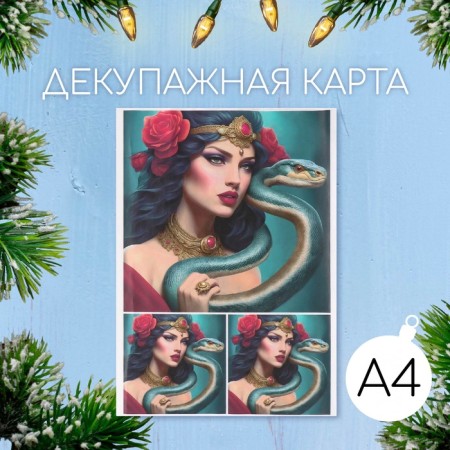 Декупажная карта "Карла и змея", плотность 45 г/м2, формат А4