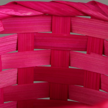 Wicker basket, D13 x h9.5/28cm, bamboo, pink-3