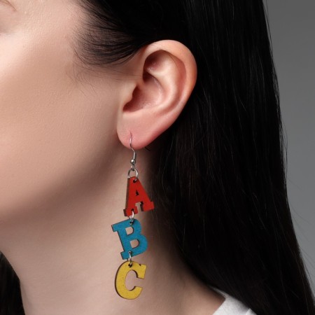 Earrings "School" ABC, colored in silver-3