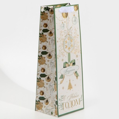 Package for a bottle of "Happy holiday", 13 x 36 x 10 cm, New Year-3