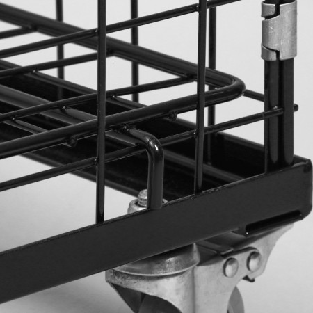 The basket-drill is folding, on wheels, 1 shelf, 60 × 40 × 80 cm, black color is black-6