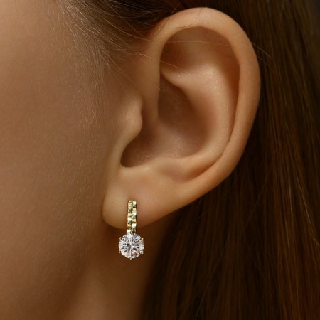 Earrings with rhinestones Xuping courage, white color in gold-2