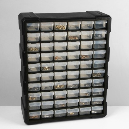 Organizer Universal "Box" 60 seats, plastic, 38.5 × 16 × 47.5 cm, black color black-1