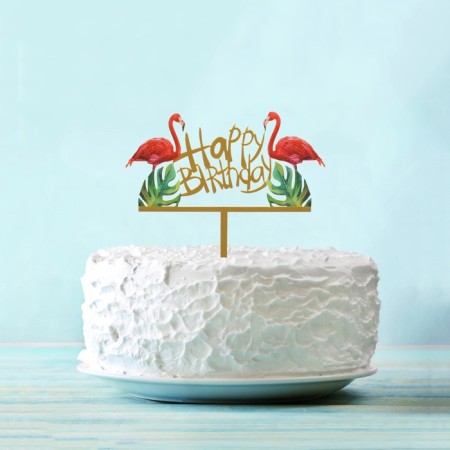 Topper "Happy Birthday. Flamingo "-2