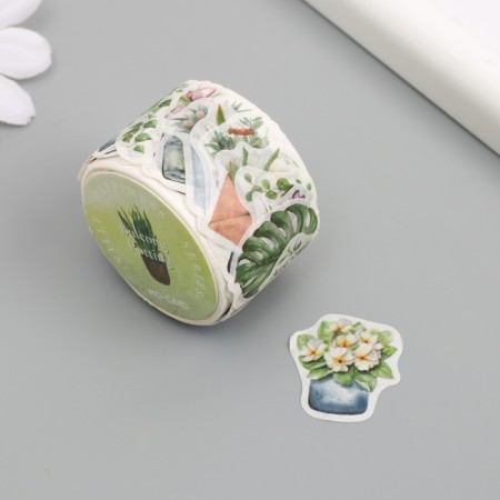 Stick Paper "Home flowers" 1.2 - 2.5 cm 100 pcs in a roll 11x8 cm-3