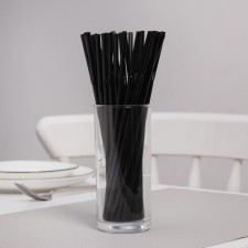 Disposable tubes for drinks of the share, 21 cm, d = 5 mm, 250 pcs, with corrugation, black color is black