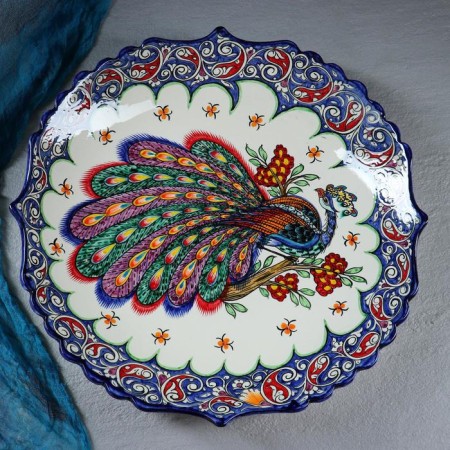 Largan Rishtan ceramics "Bird Bird", 42 cm, blue, corrugated-1