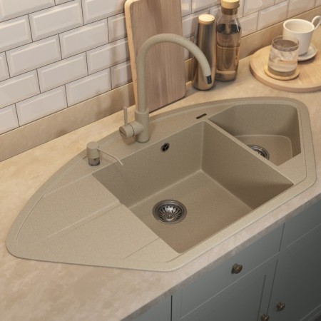 Quartz-quartz kitchen up-up-quartz UPD-06, angular two-section, color 02 beige